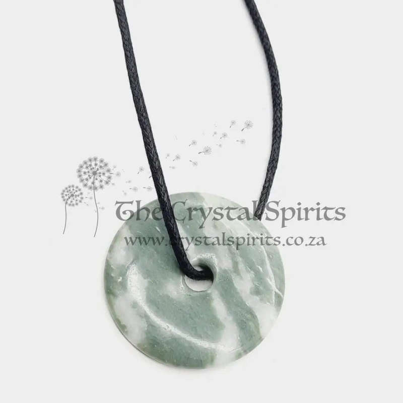 Jade Doughnut With Black Cord