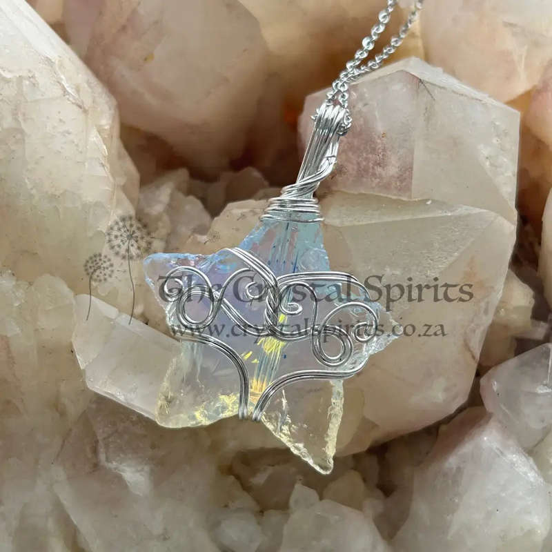 Jelly Opal Star Wire Wrap Pendant