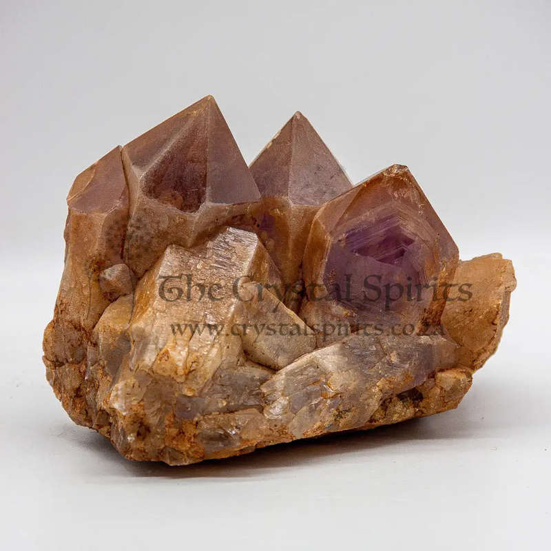 Keeper of Ancient Secrets Amethyst and Red Hematite Crystal Cluster with Hieroglyphics