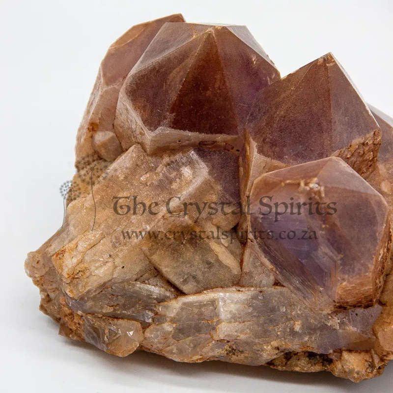 Keeper of Ancient Secrets Amethyst and Red Hematite Crystal Cluster with Hieroglyphics