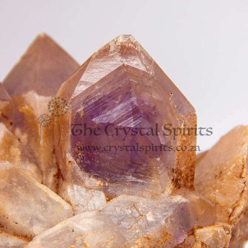 Keeper of Ancient Secrets Amethyst and Red Hematite Crystal Cluster with Hieroglyphics