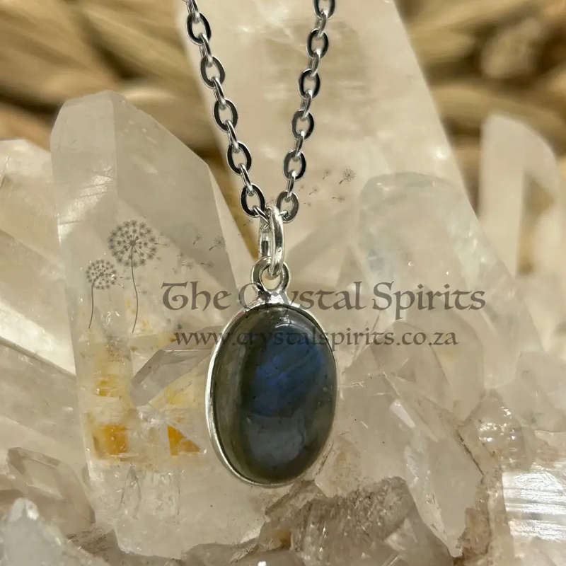 Labradorite Crystal Sterling Silver Transformation Pendant