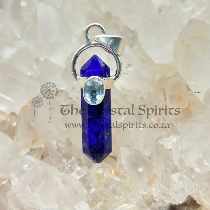 Lapis Lazuli Crystal Double terminated Sterling Silver Pendant