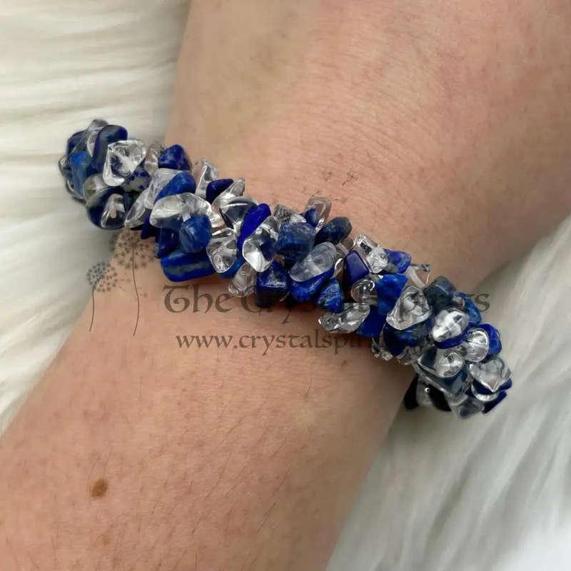 Lapis Lazuli with Clear Quartz Chip Gemstone Bracelet