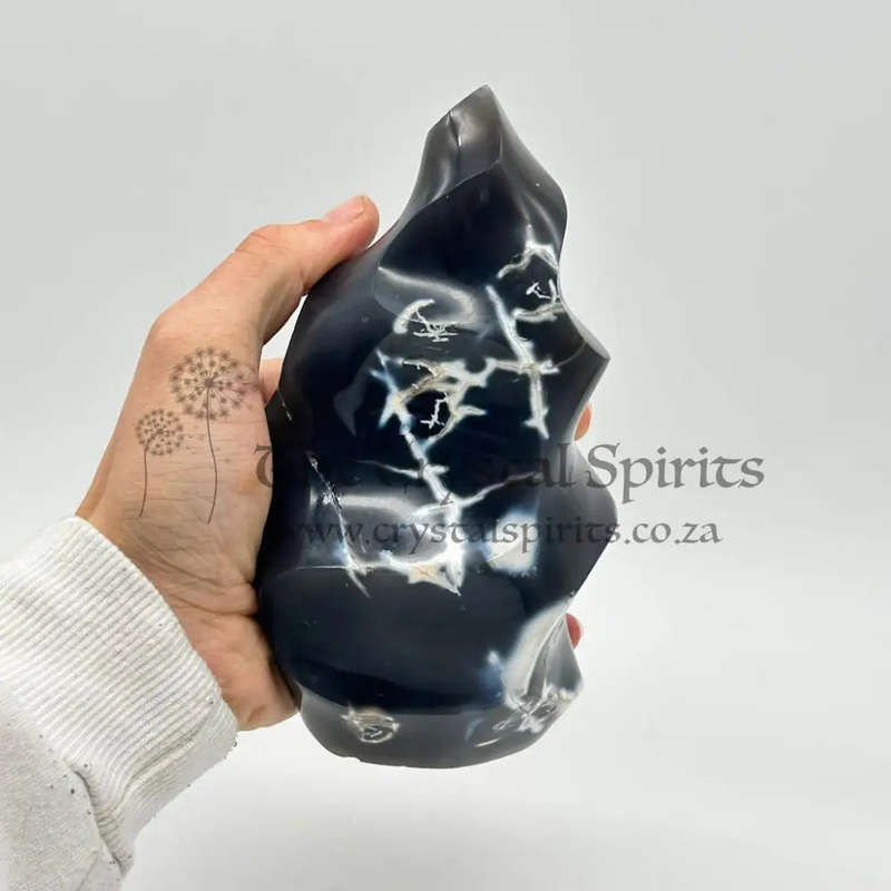 Large Agate Crystal Flame
