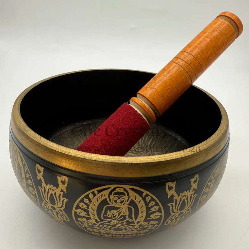 Large Black and Gold Buddha Singing Bowl