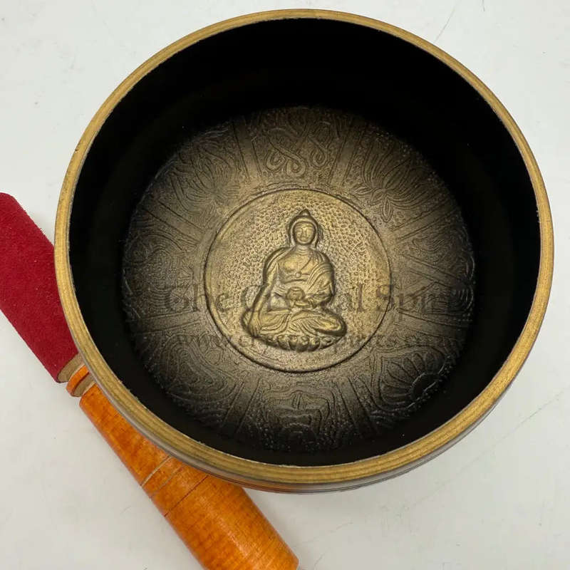 Large Black and Gold Buddha Singing Bowl