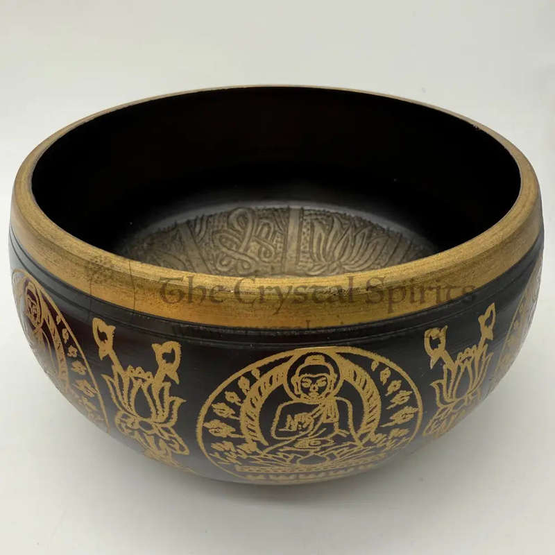 Large Black and Gold Buddha Singing Bowl
