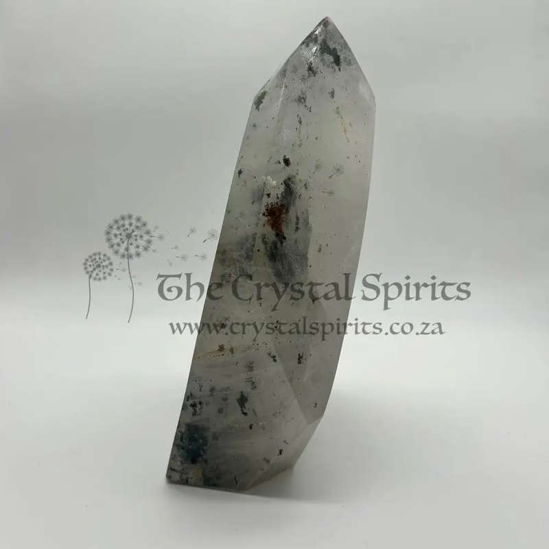 Large Clear Quartz with Green Chlorite and Golden Healer Inclusions from Madagascar