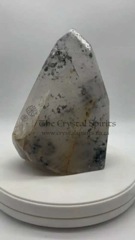 Large Clear Quartz with Green Chlorite and Golden Healer Inclusions from Madagascar