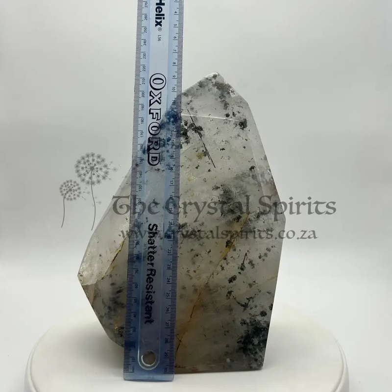 Large Clear Quartz with Green Chlorite and Golden Healer Inclusions from Madagascar