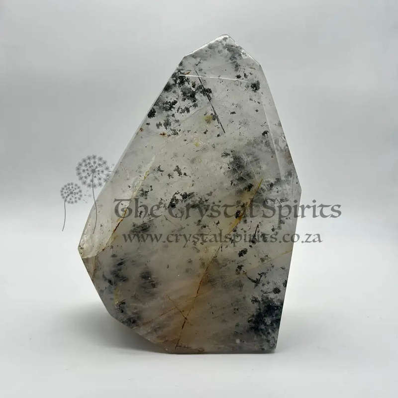 Large Clear Quartz with Green Chlorite and Golden Healer Inclusions from Madagascar