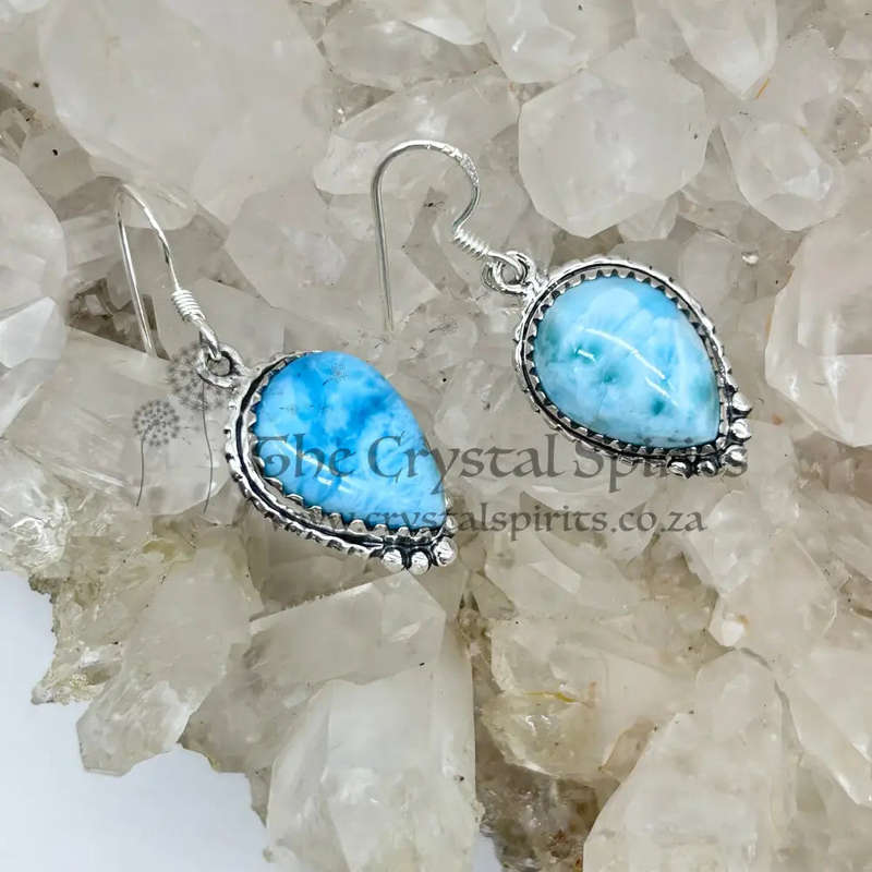 Larimar Crystal Sterling Silver Earrings