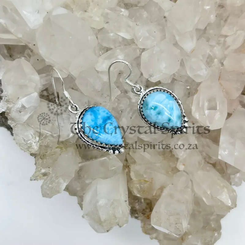 Larimar Crystal Sterling Silver Earrings