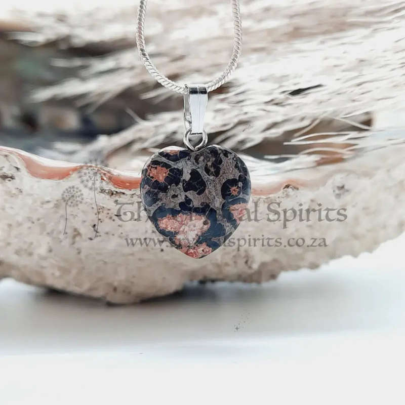 Leopard Jasper Heart Shaped Crystal Pendant