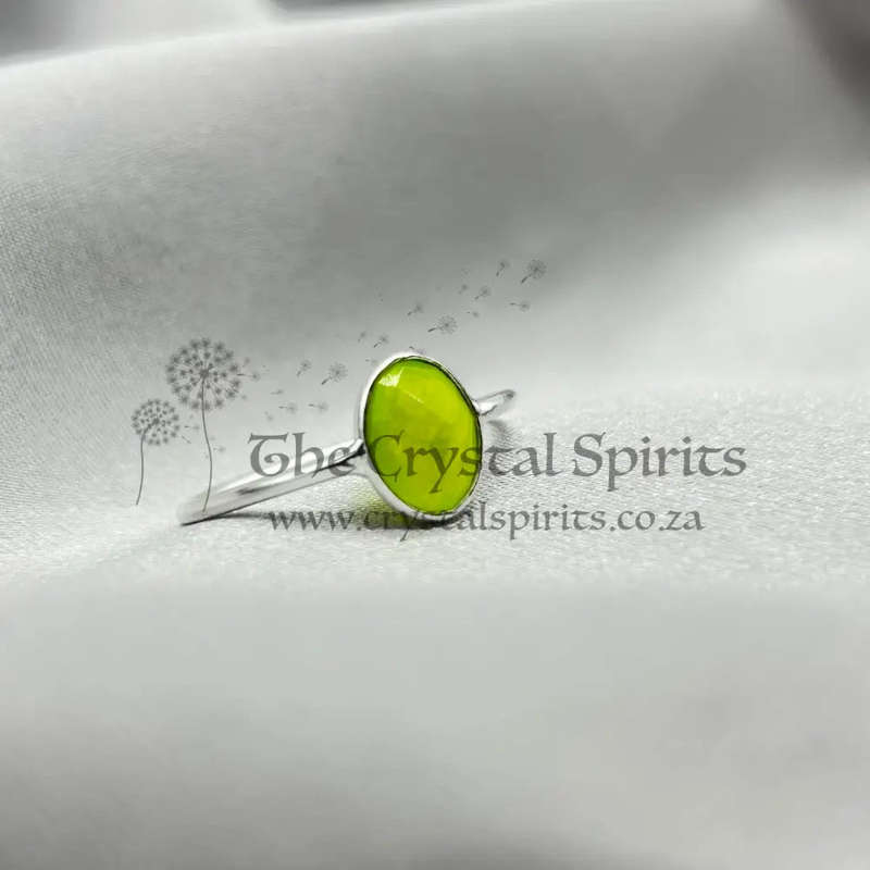 Lime Agate Sterling Silver Crystal Ring