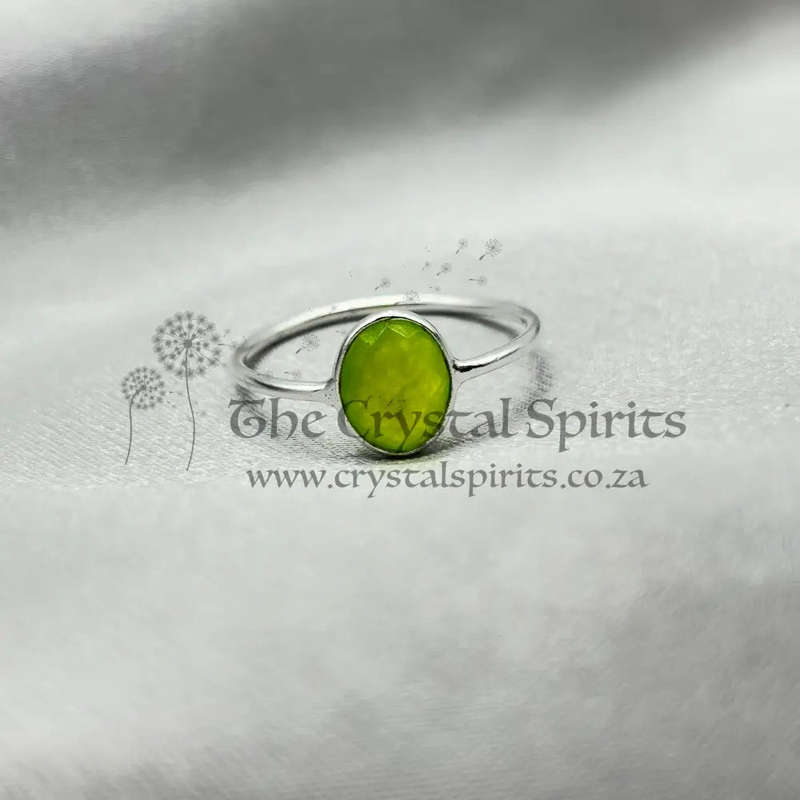 Lime Agate Sterling Silver Crystal Ring