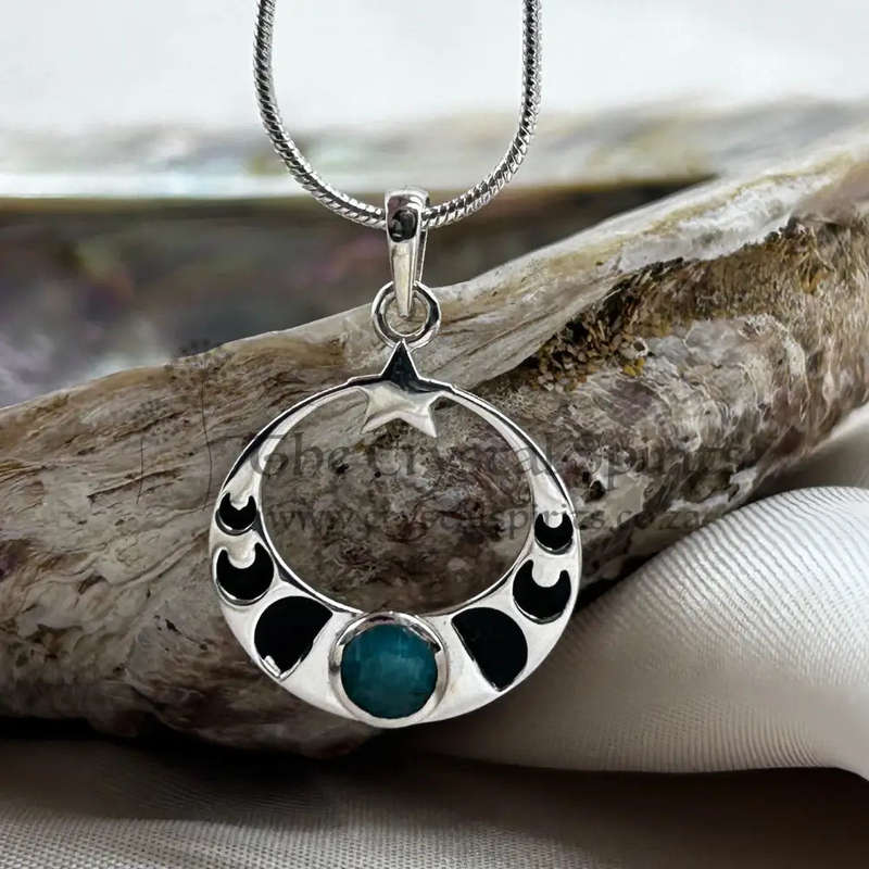 Love You To The Moon & Back Emerald Sterling Silver Pendant