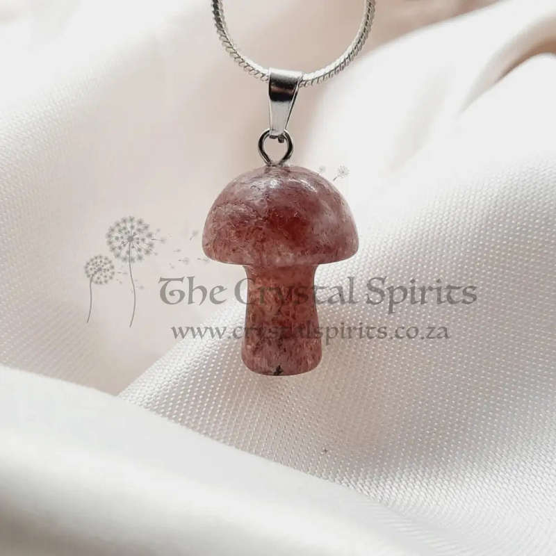 Magic Mushroom Strawberry Aventurine Crystal Pendant
