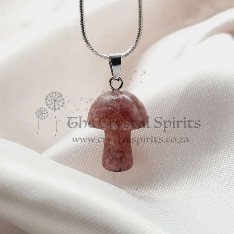 Magic Mushroom Strawberry Aventurine Crystal Pendant
