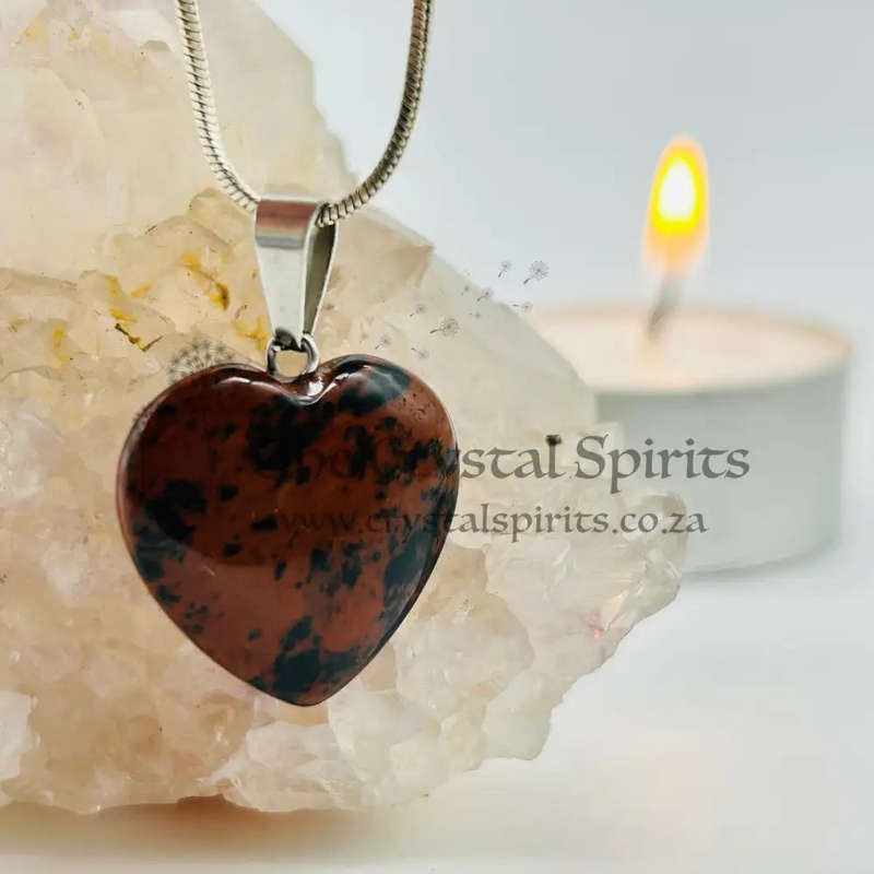Mahogany Obsidian Crystal Heart Pendant