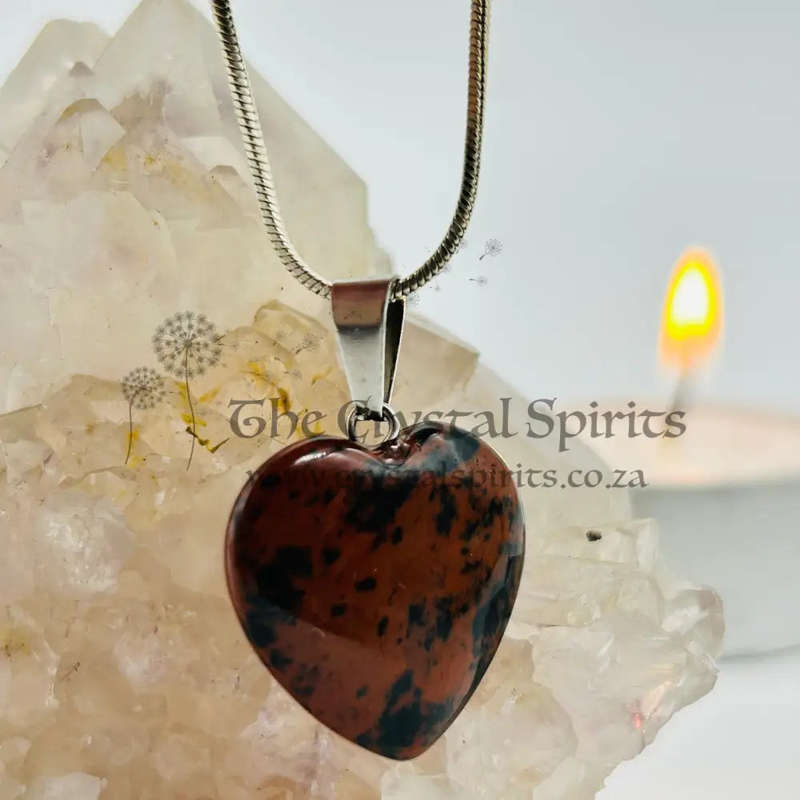 Mahogany Obsidian Crystal Heart Pendant