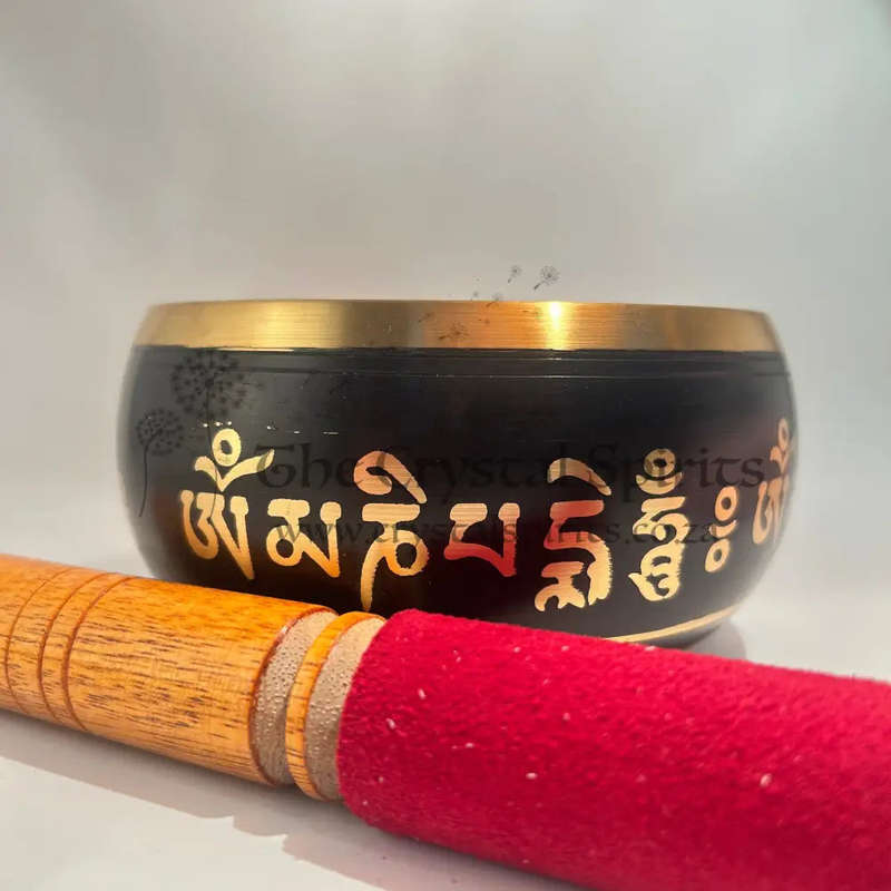 Medium Black And Gold Buddha Singing Bowl
