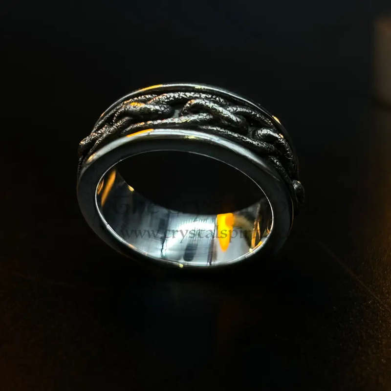 Mens Chain Link Design Sterling Silver Ring