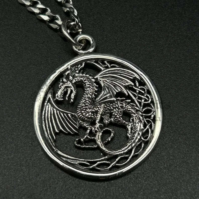 Mens Dragon Sterling Silver Pendant - Healing And Abundance