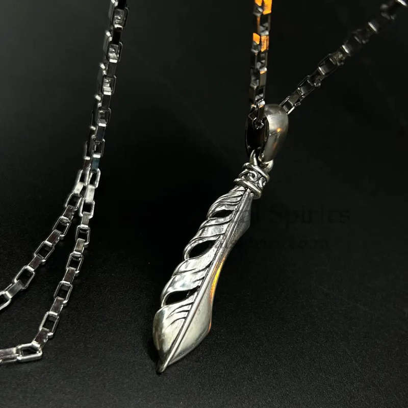 Mens Sionyx Feather And Knife Sterling Silver Pendant - For Synchronicity And Balance