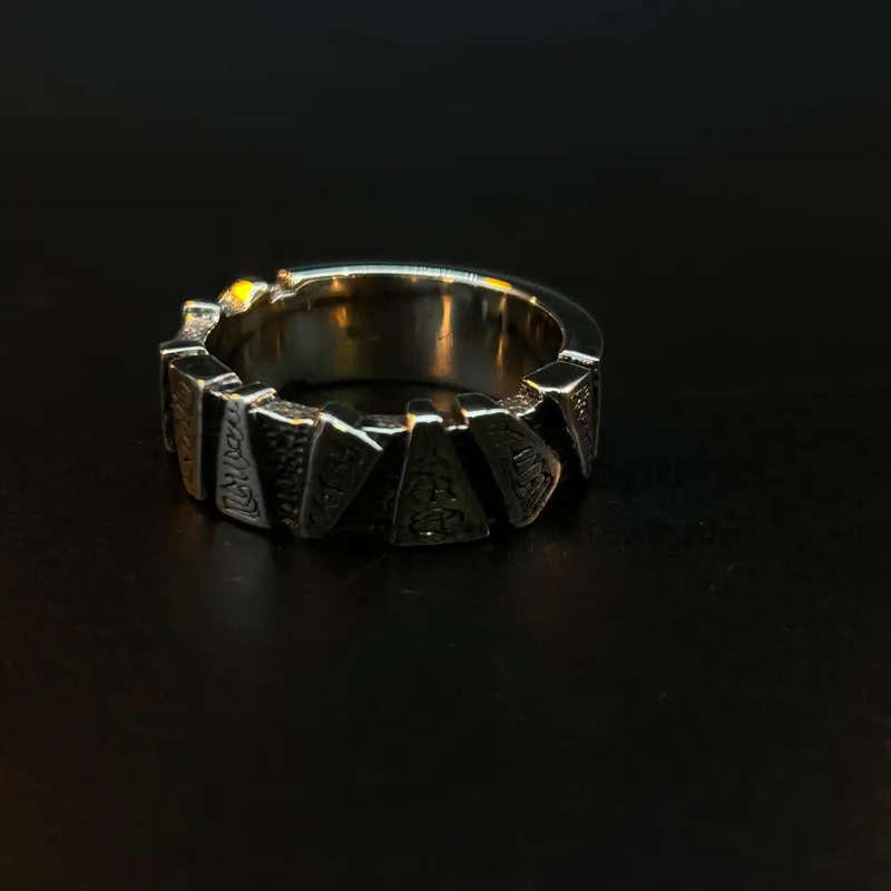 Mens Tribal Sterling Silver Ring