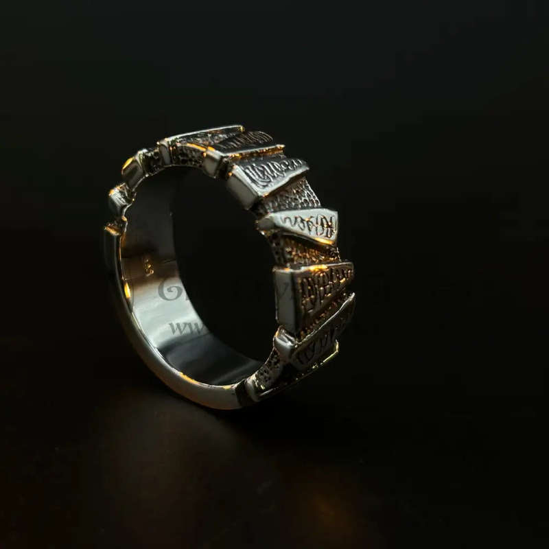 Mens Tribal Sterling Silver Ring