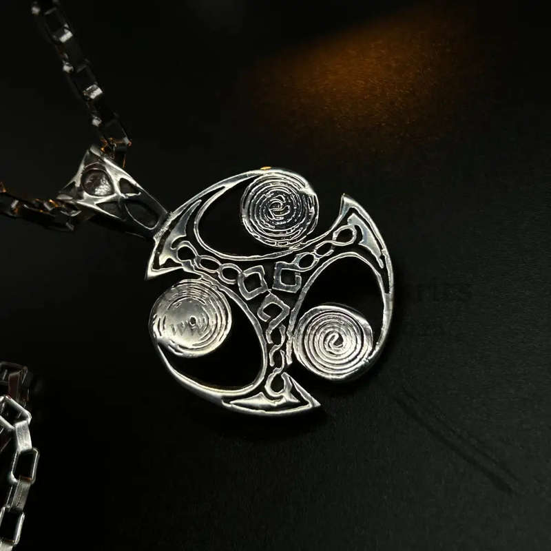 Mens Viking Sterling Silver Pendant - Spirals Of Eternal Life