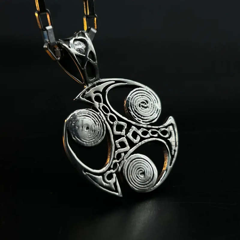 Mens Viking Sterling Silver Pendant - Spirals Of Eternal Life