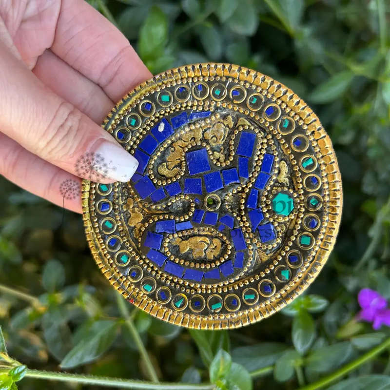 Metal OM Incense Holder - Gold