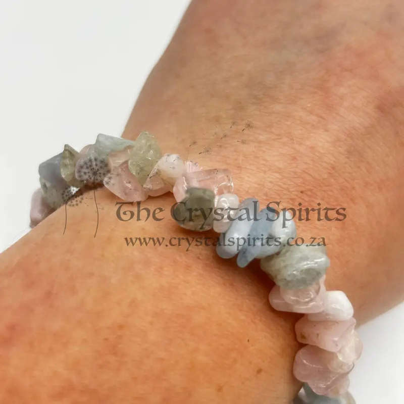 Morganite Crystal Chip Bracelet