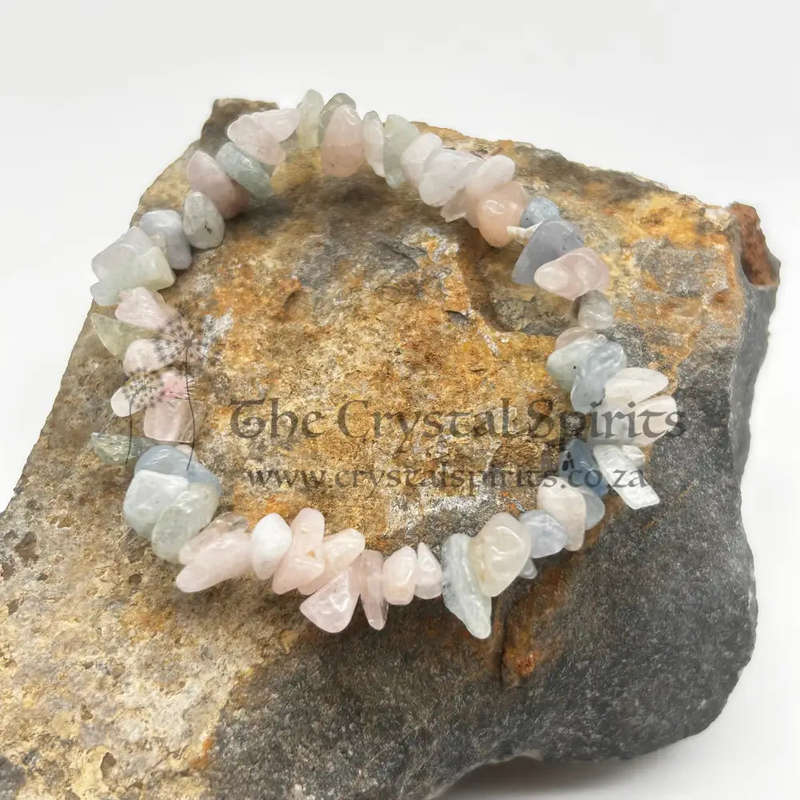 Morganite Crystal Chip Bracelet