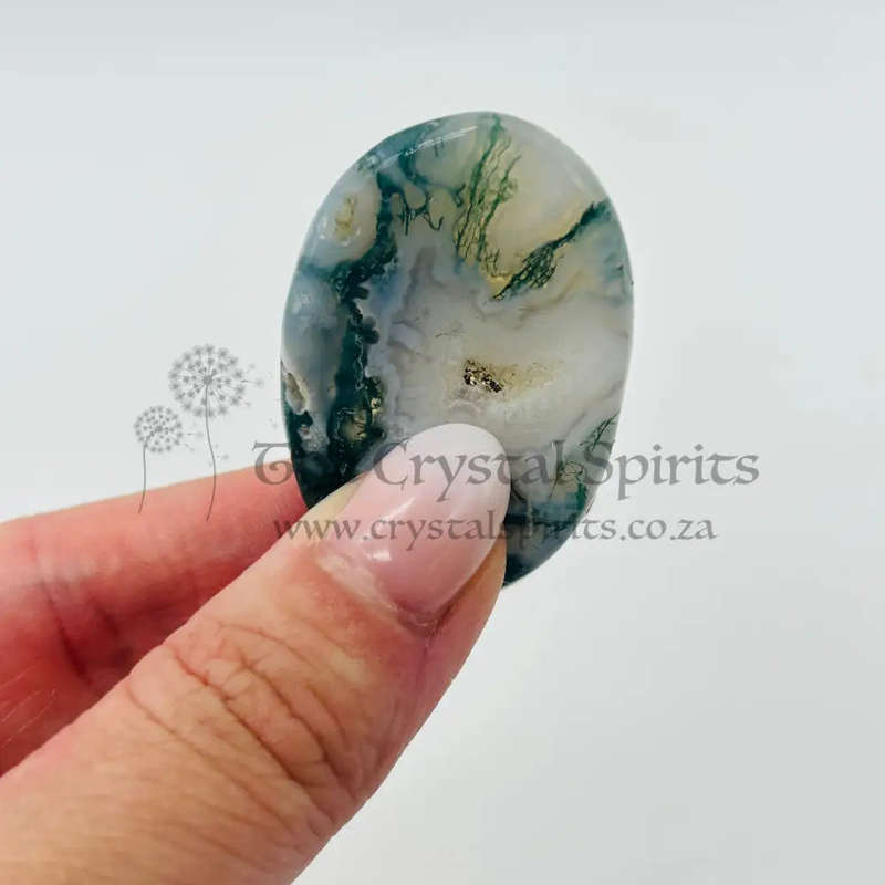Moss Agate Crystal Worry Stone