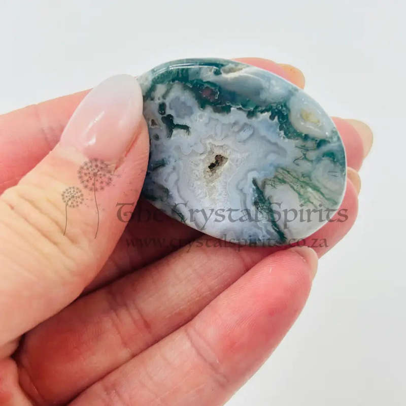 Moss Agate Crystal Worry Stone