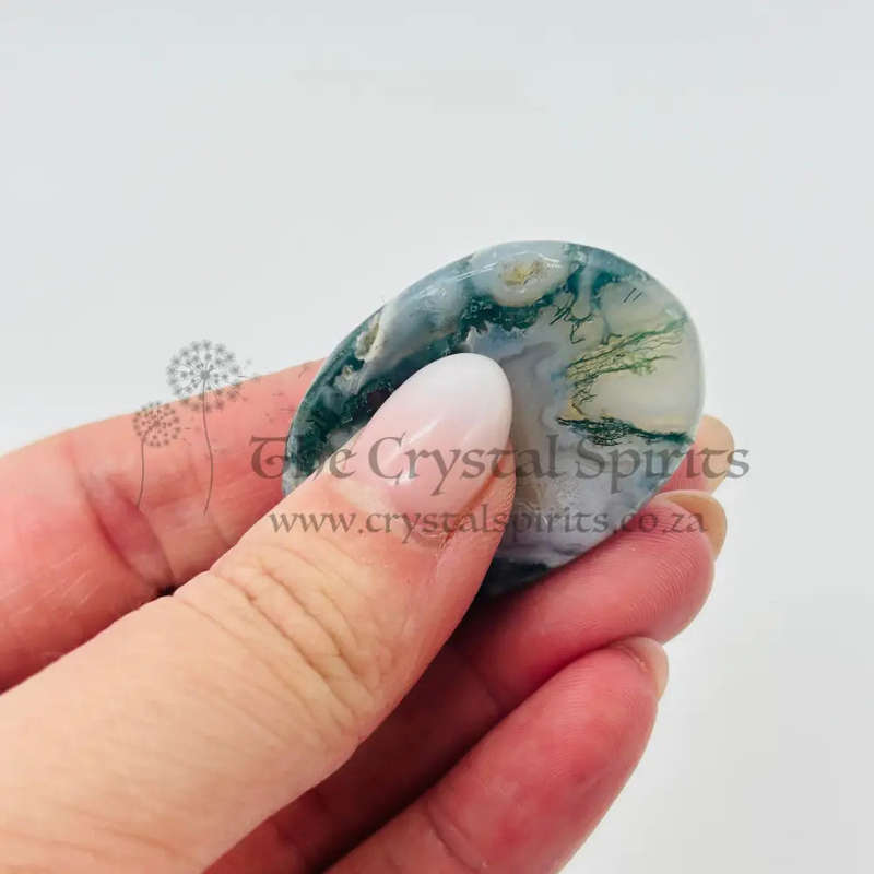 Moss Agate Crystal Worry Stone