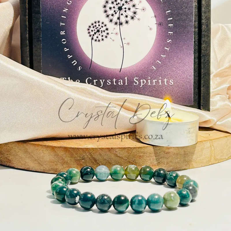 Moss Agate Genuine Gemstone Bracelet