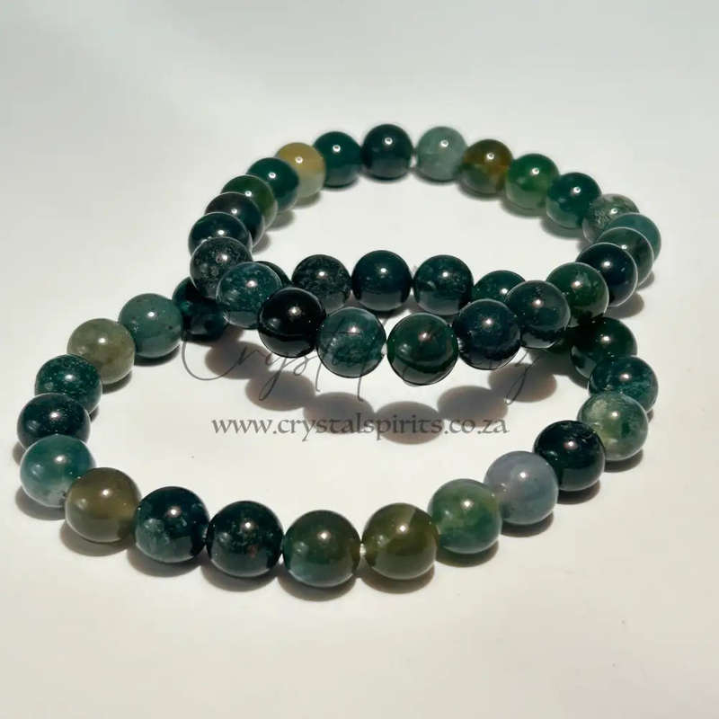 Moss Agate Genuine Gemstone Bracelet