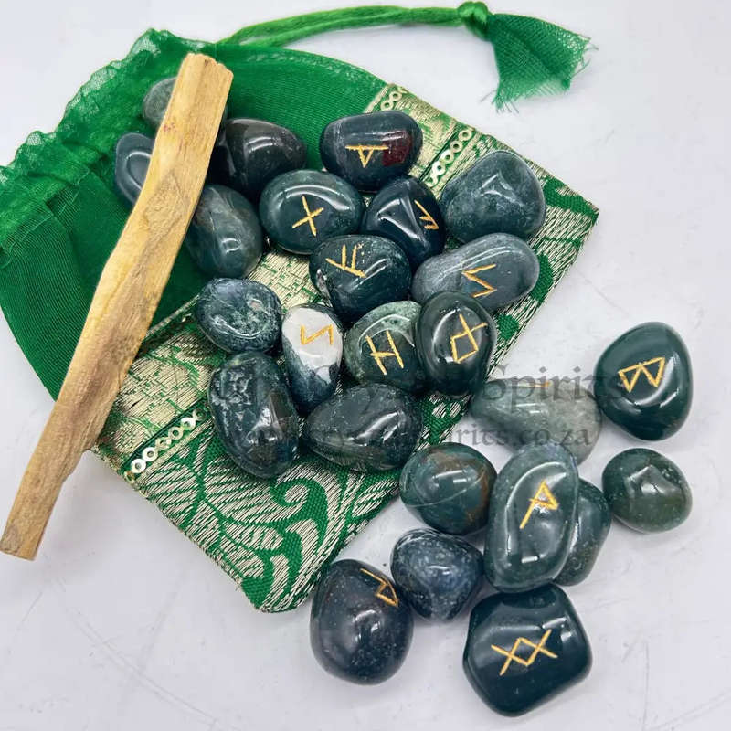 Moss Agate Rune Set