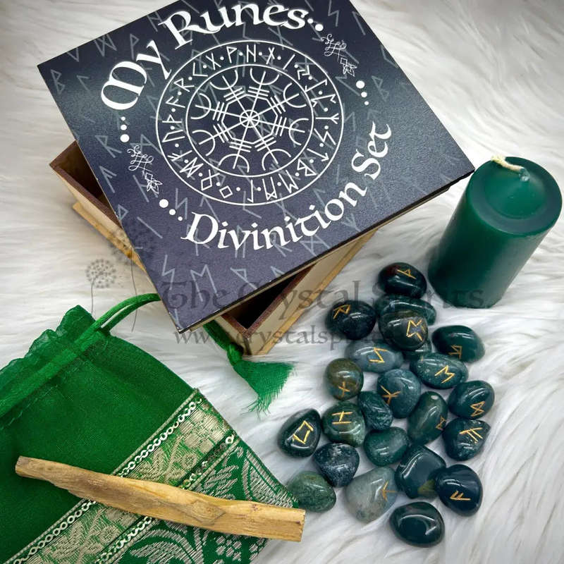 Moss Agate Rune Set