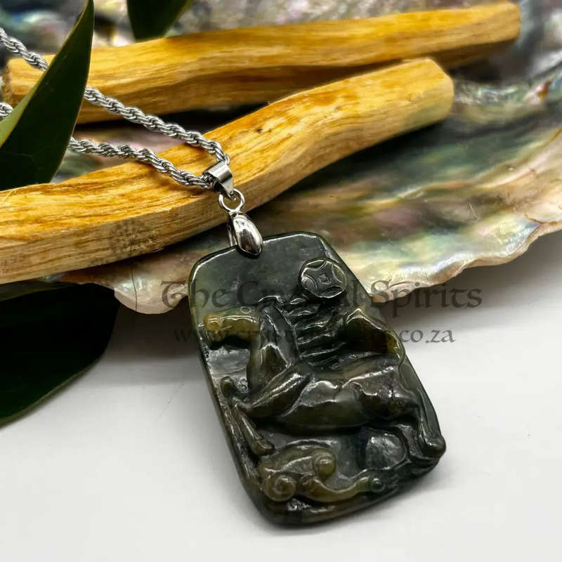 Nephrite Dark Green Jade Amulet of the Horse