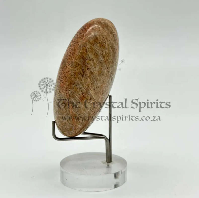 Peach Moonstone Palm Stone