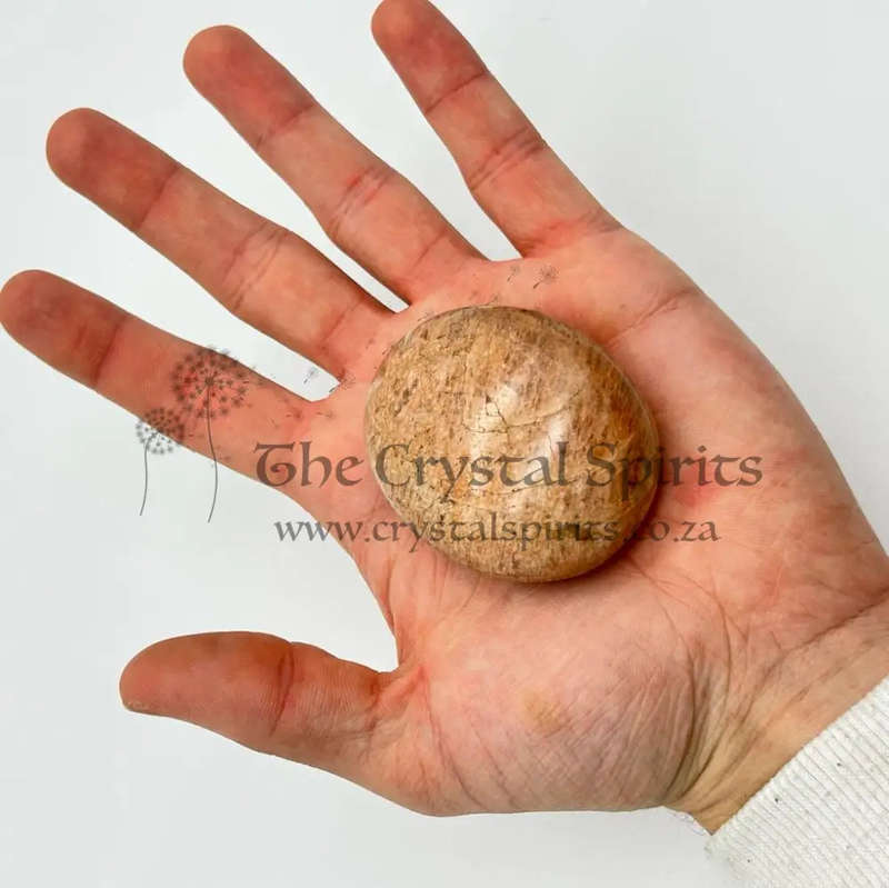 Peach Moonstone Palm Stone