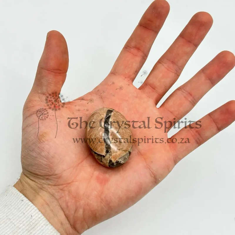 Peach Moonstone Palm Stone