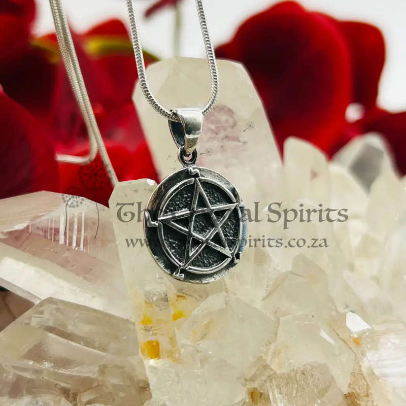Pentacle Circle Sterling Silver Pendant