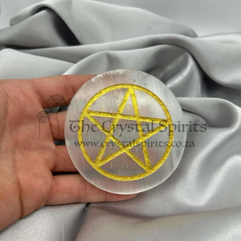 Pentacle Selenite Charging Plate